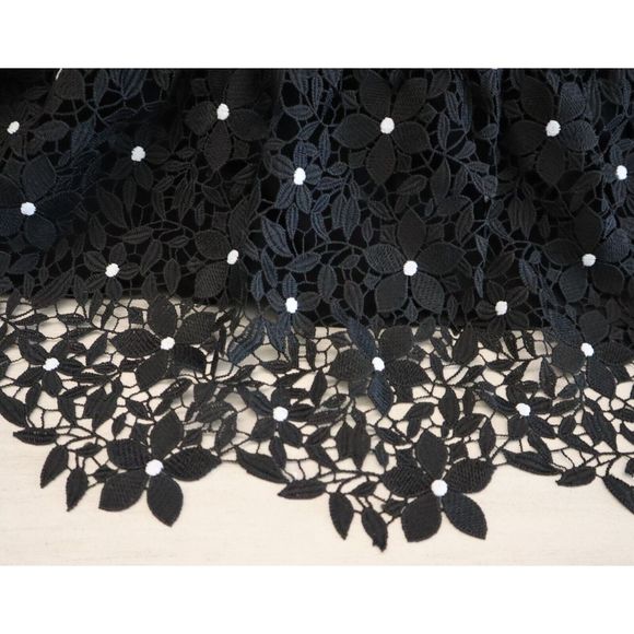 Milly 99YD99 Women's Sz 10 Black Yasmin Daisy Lace Ruffle Hem Mini Dress - Picture 9 of 15